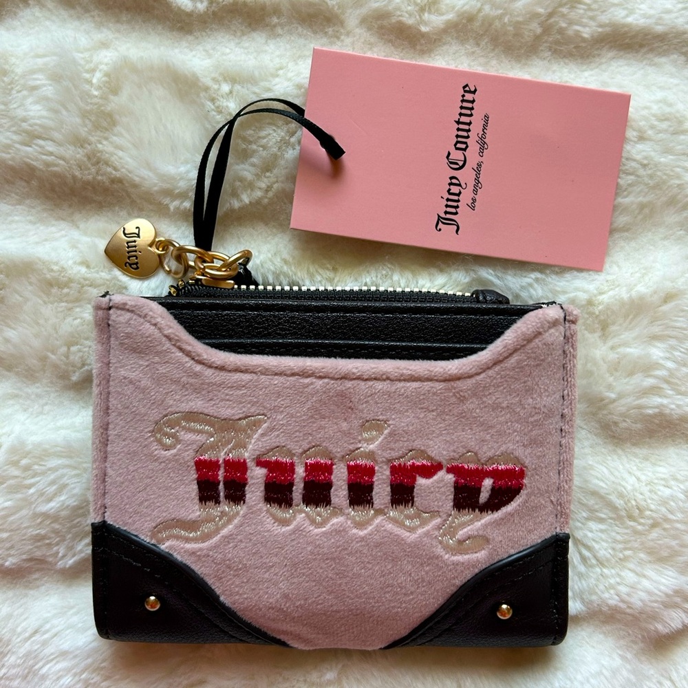 Juicy Couture Bifold Wallet Pullout Card Case Dusty Blush NWT Y2K Balletcore
